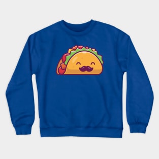 Cute Mustache Taco Cartoon Crewneck Sweatshirt